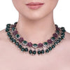 STUDDED RUBY OVAL NECKLACE