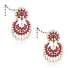 GOLD PLATED TEEJ RED KUNDAN CHANDBALIS