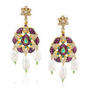 GOLD & SILVER PLATED PINK STUDDED EARRINGS