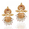 GOLD PLATED TEMPLE PEACOCK PEARL EARRINGS