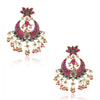 GOLD PLATED TEEJ RED LOTUS KUNDAN CHANDBALIS