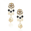 GOLD PLATED SHRUTIPAT WHITE BLACK KUNDAN  EARRINGS