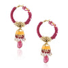 GOLD PLATED SHRUTIPAT RED HOOP EARRINGS