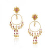 GOLD PLATED SHRUTIPAT RED KUNDAN HOOP EARRINGS
