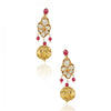 GOLD PLATED TEEJ RED KUNDAN EARRINGS
