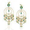 GOLD PLATED SHRUTIPAT GREEN KUNDAN CHANDBALI EARRINGS