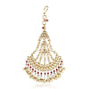 GOLD PLATED RED & WHITE KUNDAN JHOOMAR