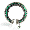SILVER PLATED HASTHAM GREEN KUNDAN BANGLE