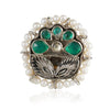 SILVER PLATED HASTHAM GREEN WHITE KUNDAN RING