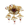 GOLD PLATED HASTHAM RED WHITE KUNDAN RING