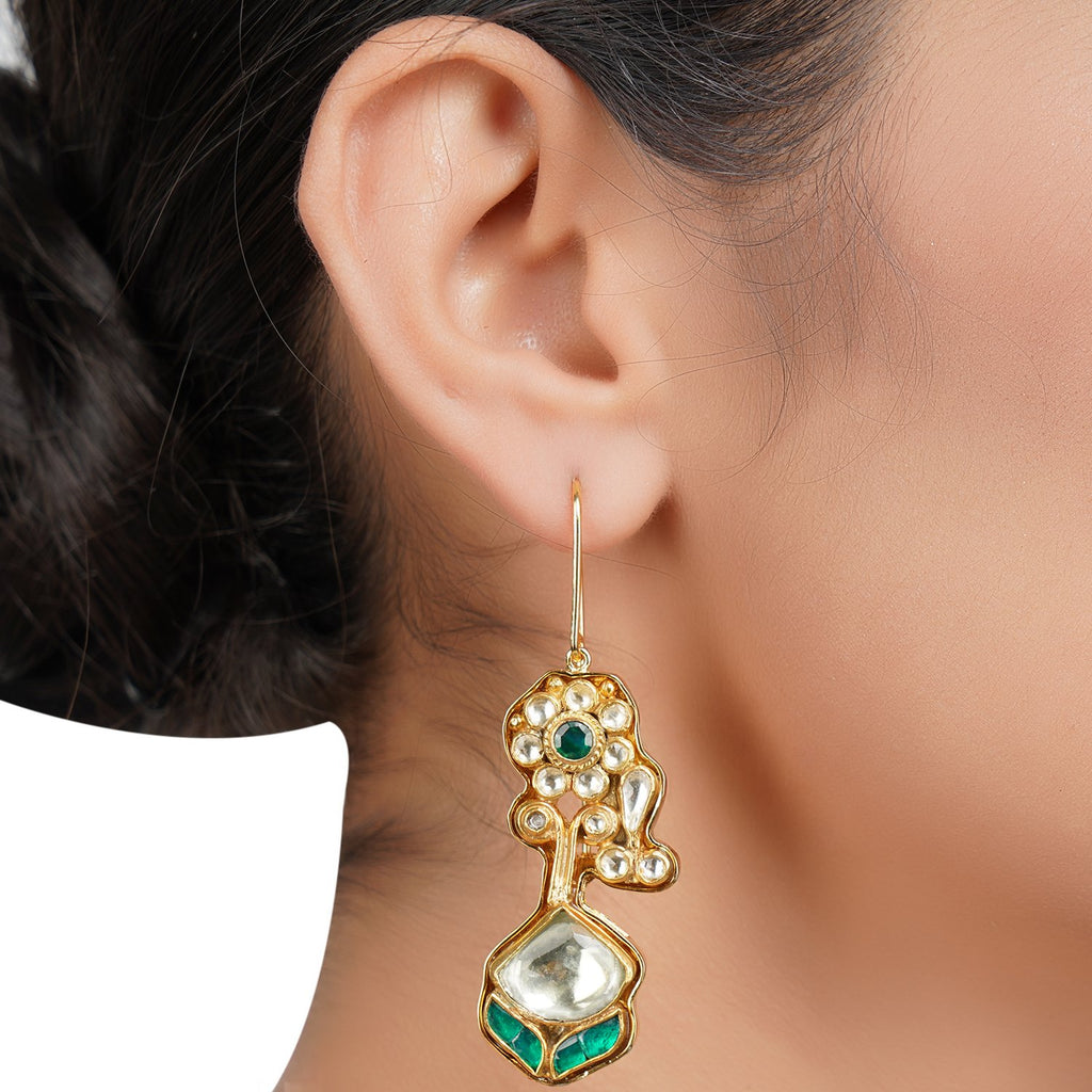 Gold Plated Panaash Flower Loop Earrings