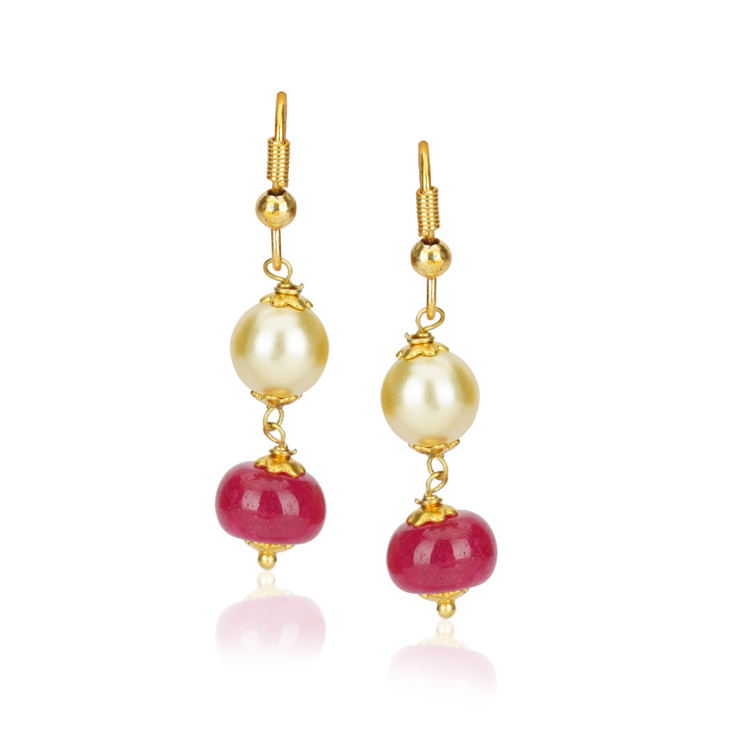Dor Gold Plated Ruby Jade Pearl String Set