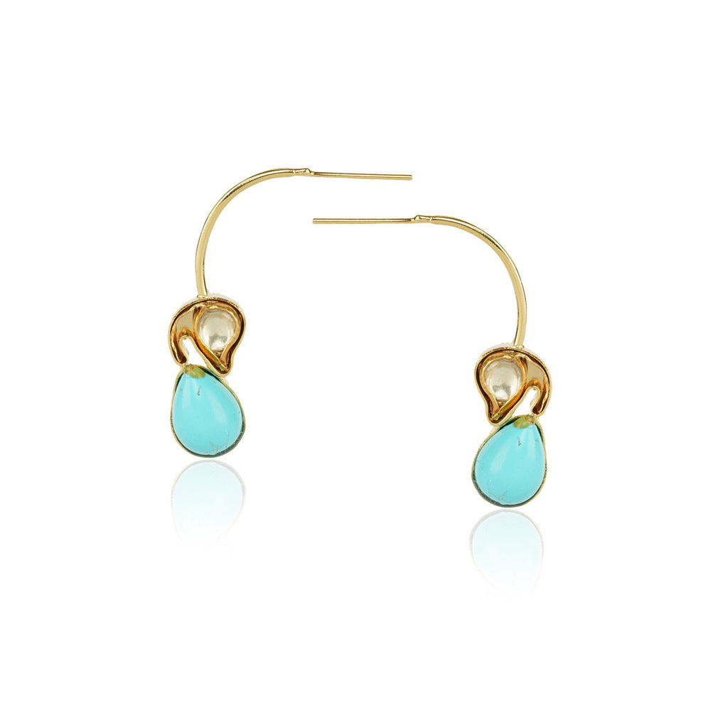 Gold Plated Panaash Kundan Turquoise Earrings