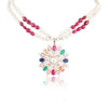 Rose Gold Plated Celestial Navrattan Zircon Necklace Set