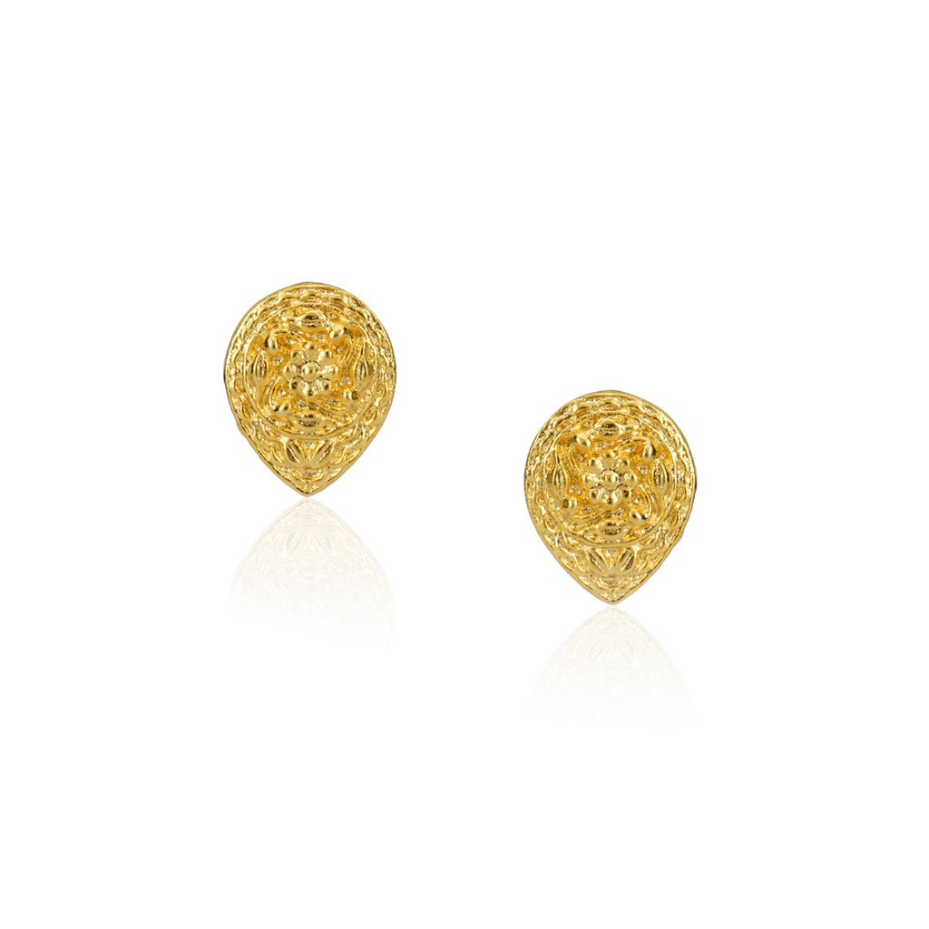 Sterling Silver 92.5 Gold Plated Drop Stud Earrings