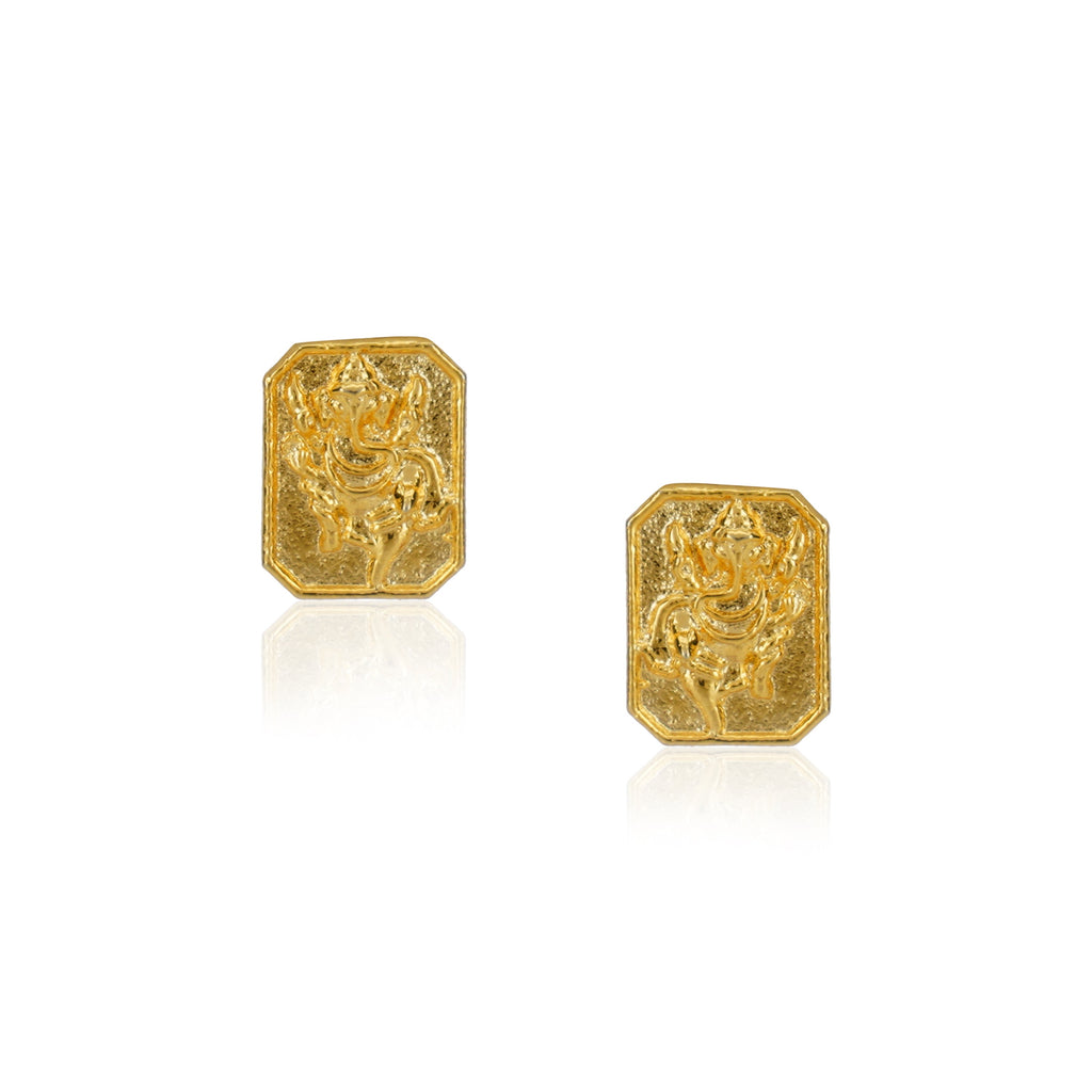 Sterling Silver 92.5 Gold Plated Ganapati Stud Earrings