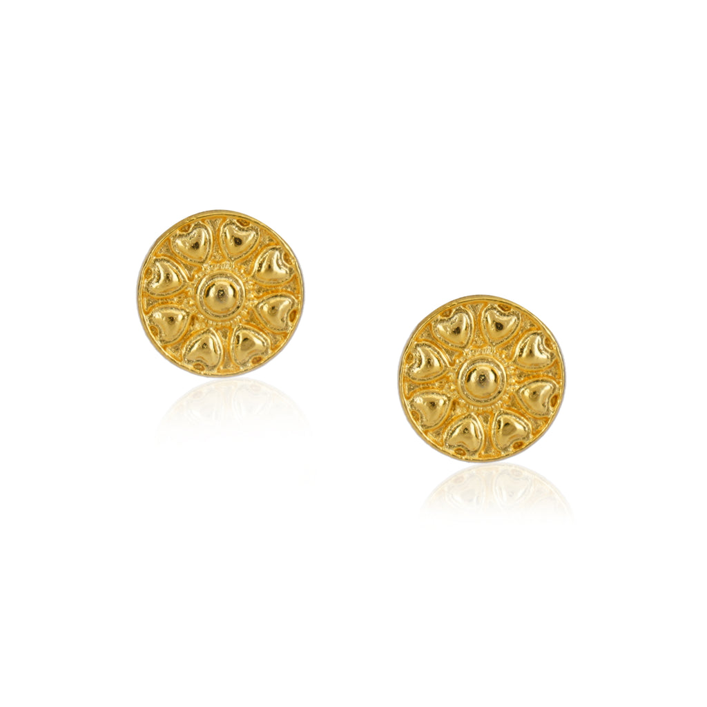 Sterling Silver Gold Plated Disc Stud Earrings – Art Karat Global
