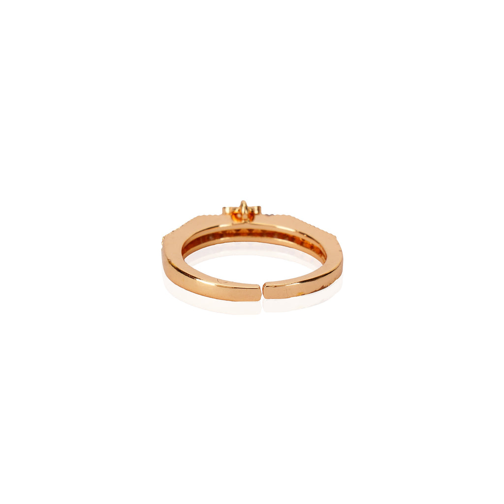 Forever Zircon Heart Charm Rose Gold Plated  Ring