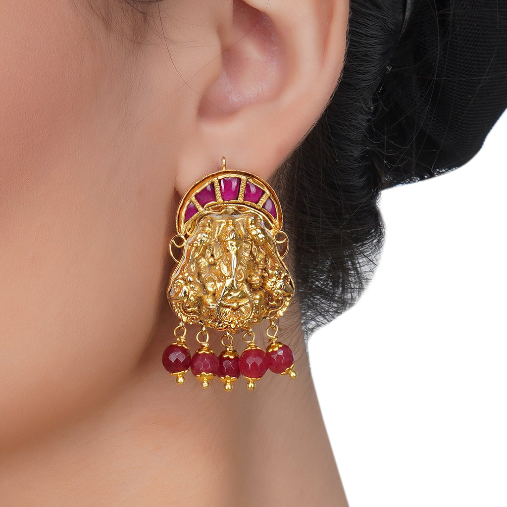 Gold Plated Sankrant Kudnan Temple Necklace Set