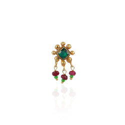 Gold Plated Green Kundan Nosepin