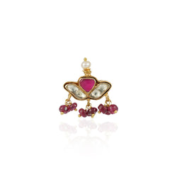 Gold Plated Kundan Ruby Nosepin