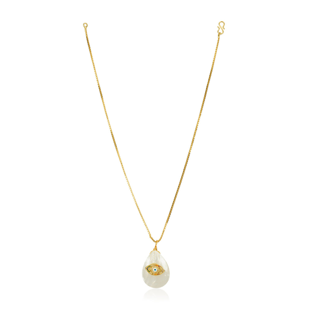 Grishma Gold Plated Evil Eye MOP Pendant Chain