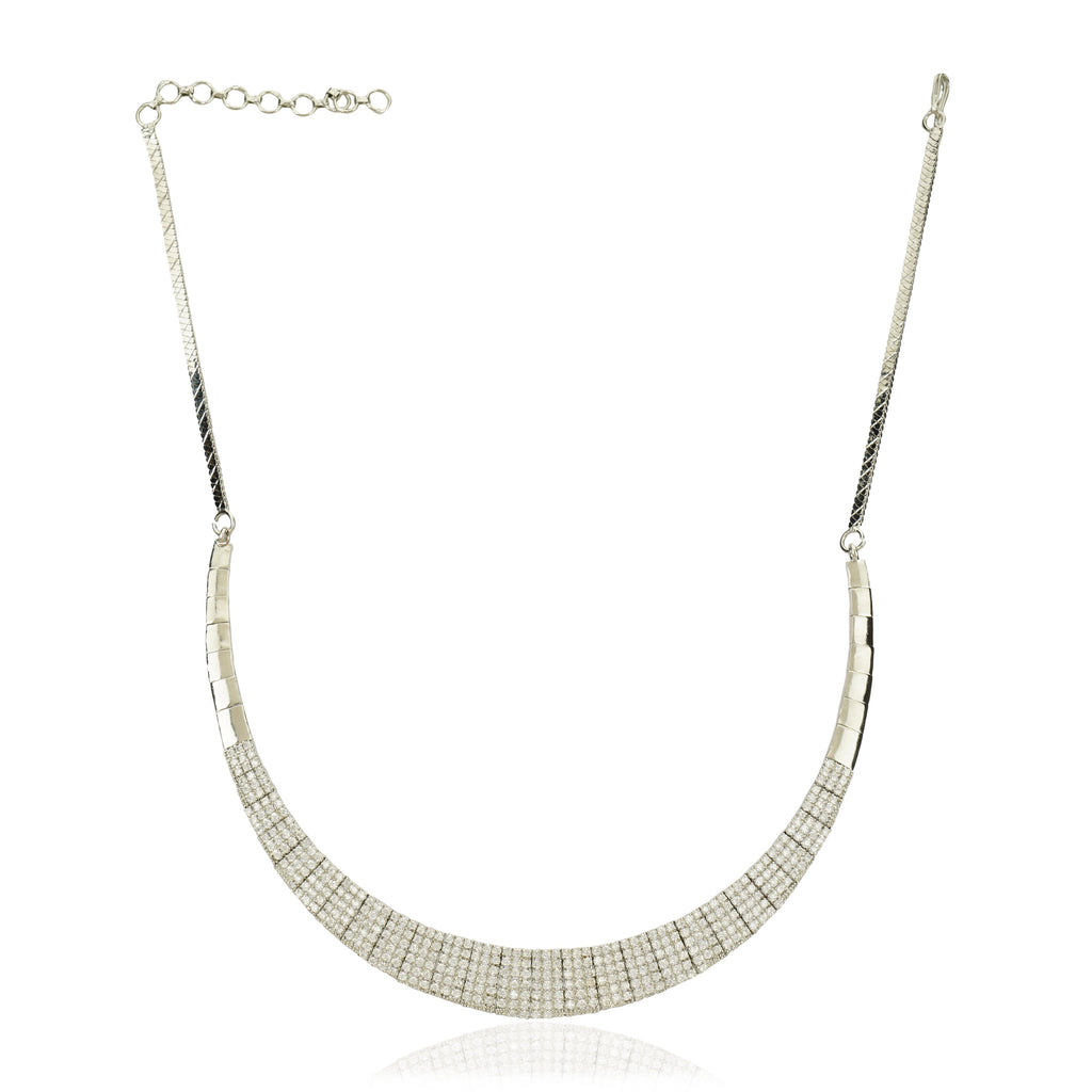 Grishma Silver Plated Zircon Necklace Set