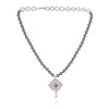 Silver Plated Valentine Grey Pearl Necklace Set