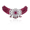 Silver Plated Valentine Victorian Ruby Choker Set