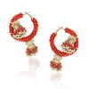 Gold Plated Kundala Red Jhumki Chandbali Earrings