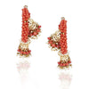 Gold Plated Kundala Red Jhumki Chandbali Earrings