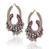 Silver Plated Kundala Kundan Chandbali Hoop Earrings