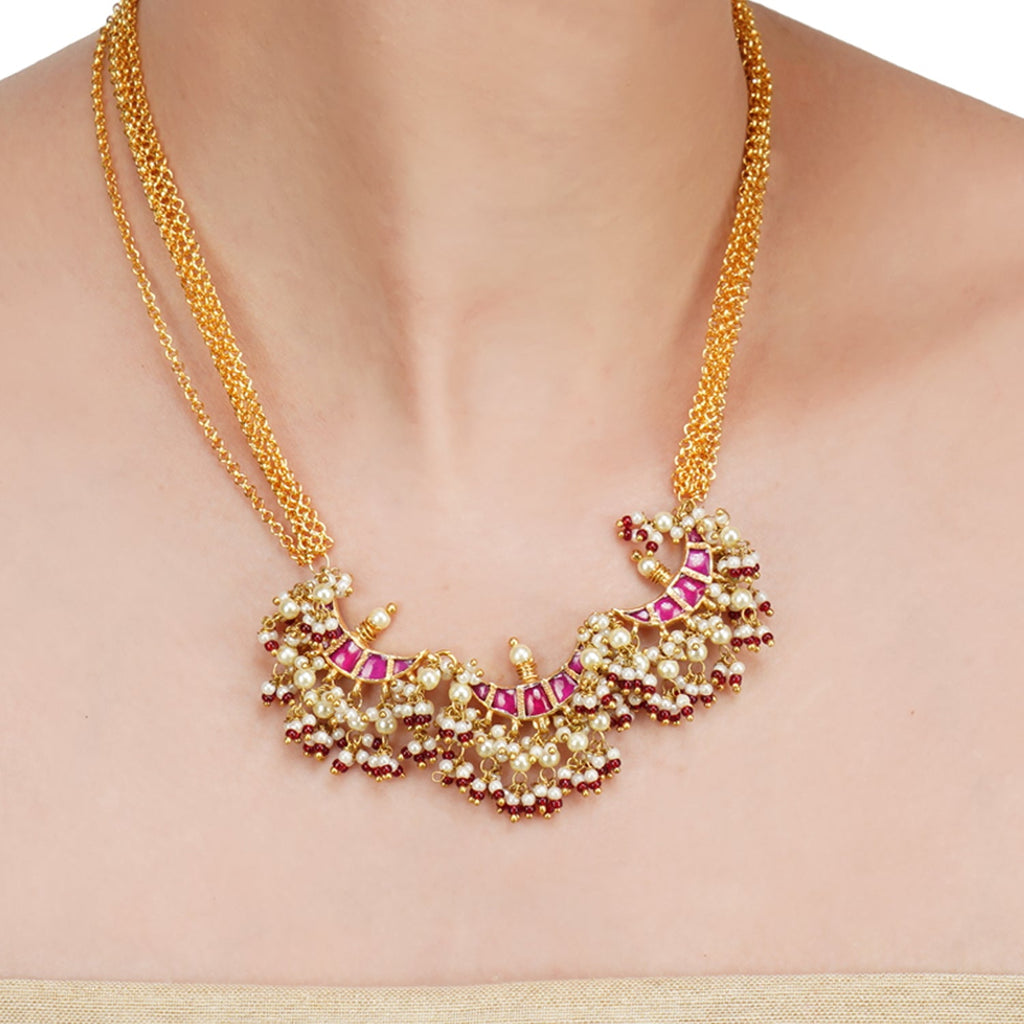 Basant Gold Plated Kundan Necklace Set