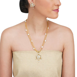 Basant Gold Plated Zircon Pearl Necklace Set