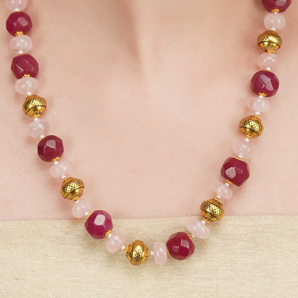 Art Karat Dor Gold Plated Ruby Jade Pearl String Set