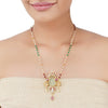 Gold Plated Ratnahaar Carved Fluorite Ruby Necklace