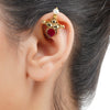 Gold Plated Kundal Red Kundan Earcuff Pair
