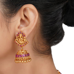 Temple Jewellery Earrings -Jhumkas in 22K Gold -Indian Gold Jewelry -Buy  Online