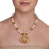 GOLD PLATED MONSOON PINK KUNDAN TEMPLE NECKLACE