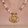 GOLD PLATED MONSOON PINK KUNDAN TEMPLE NECKLACE