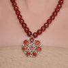 SILVER PLATED MONSOON ORANGE ZIRCON NECKLACE