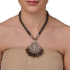SILVER PLATED MONSOON BROWN KUNDAN NECKLACE
