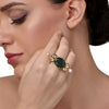 GOLD PLATED MONSOON GREEN KUNDAN RING