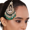GOLD PLATED GREEN WHITE KUNDAN  TIKA