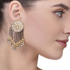 Gold Plated Yellow Kundan Long Earrings