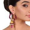 GOLD PLATED SHRUTIPAT RED HOOP EARRINGS