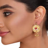 GOLD PLATED SHRUTIPAT RED KUNDAN EARRINGS