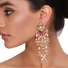 GOLD PLATED SHRUTIPAT RED KUNDAN EARRINGS