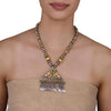 KUNDAN OXIDISED SILEVR DROP PENDANT