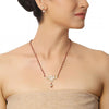 GOLD PLATED PURNA WHTE LOTUS KUNDAN PENDANT NECKLACE SET